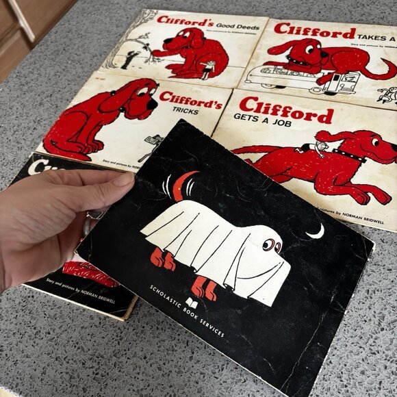 6 Vintage Clifford The Big Red Dog Scholastic Books, Norman Bridwell 1960's Gift - Picture 6 of 6